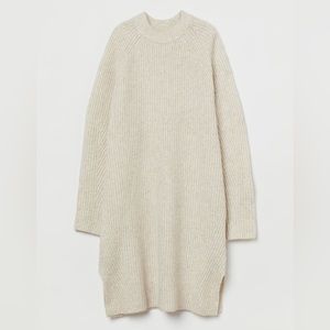 H&M cream rib knit sweater dress